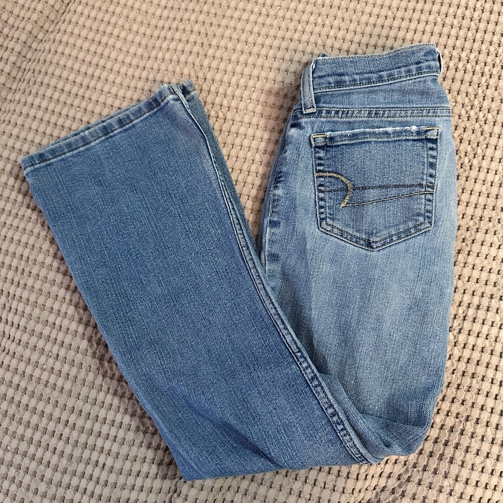 American Eagle Stretch Jeans Light Blue Straight Leg Jeans